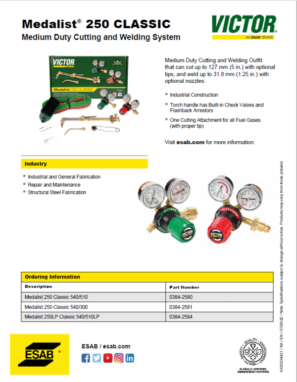 Victor Medalist 250 Classic Welding & Cutting Outfit - Image 3