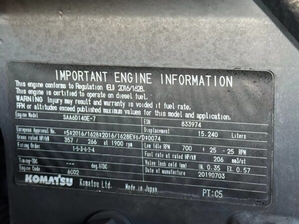 Komatsu WA500-8EO For Sale – CE Certified / EPA Loader - Image 8