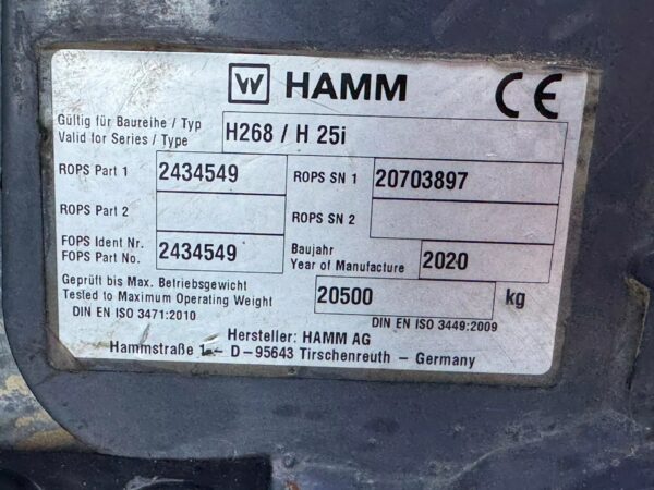 Hamm H25i Roller For Sale - Image 11