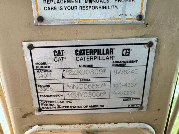 Caterpillar 140H 3306 engine Grader - Image 7