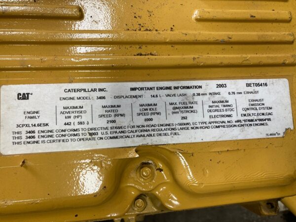 2003 Caterpillar 3406E Industrial Engine w/Jakes & New Rods & Mains - Image 5