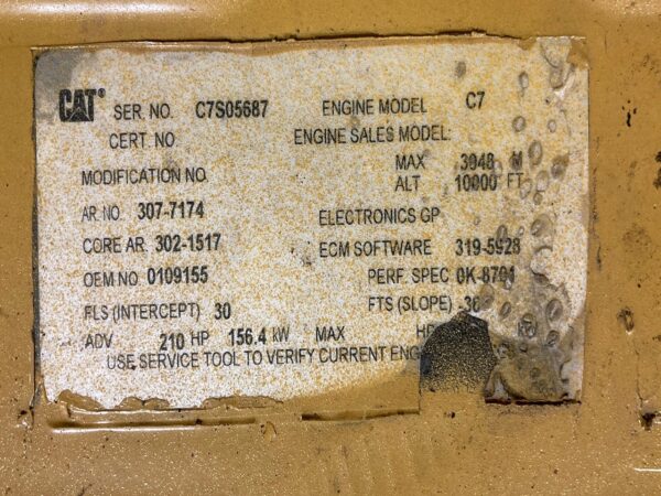 2007 Caterpillar C7 ACERT 210hp Diesel Engine w/DPF Emissions - Image 5