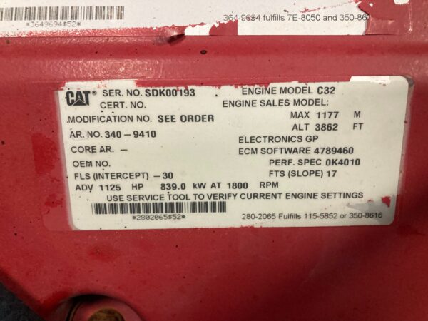 2012 Caterpillar C32 ACERT 1125hp Diesel Engine - Image 9