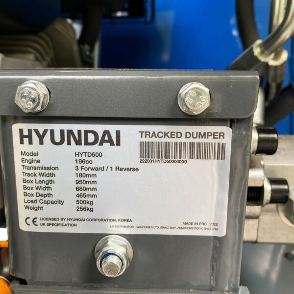 Hyundai 196cc Petrol 500kg Payload Tracked Mini Dumper / Power Barrow / Transporter | HYTD500 - Image 6